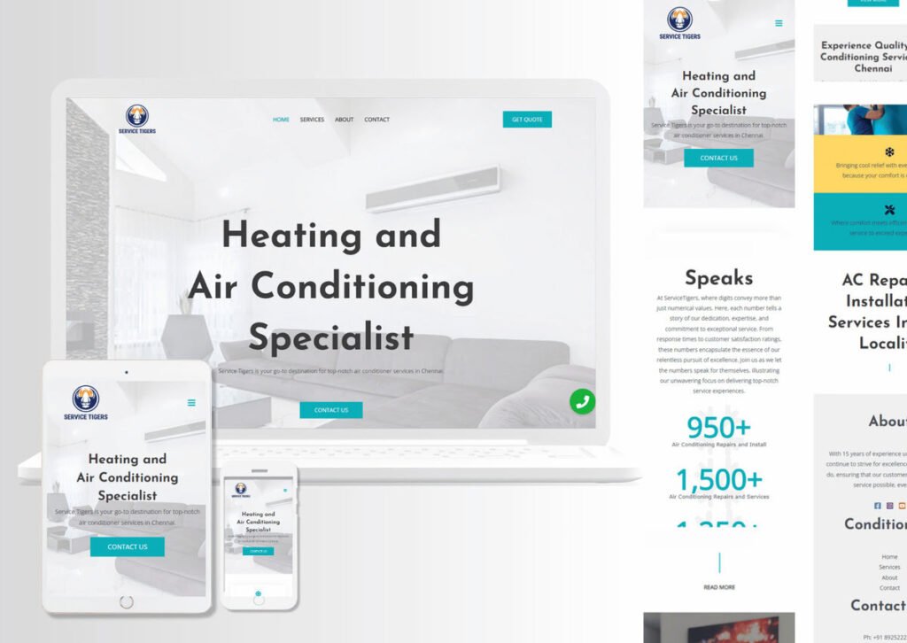 zyrotechs service tigers website UX and UI design model